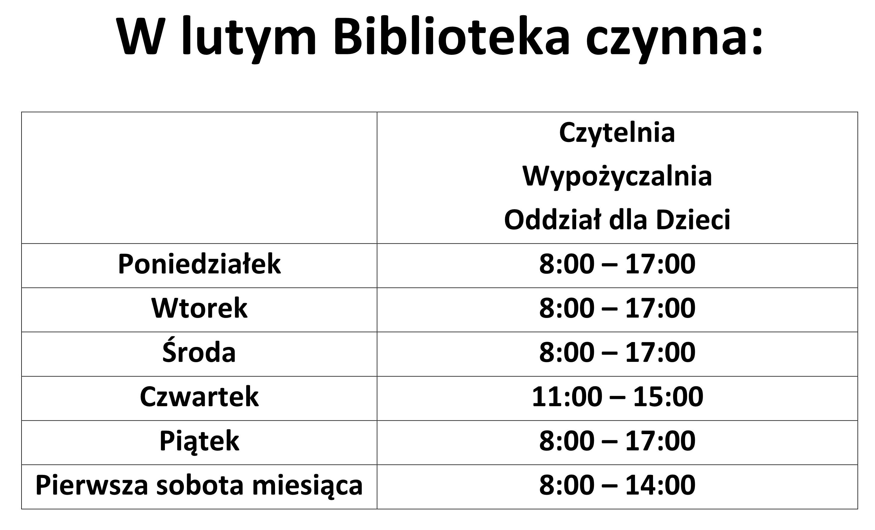 Zmiana godzin pracy Biblioteki w Staszowie! (luty 2024)