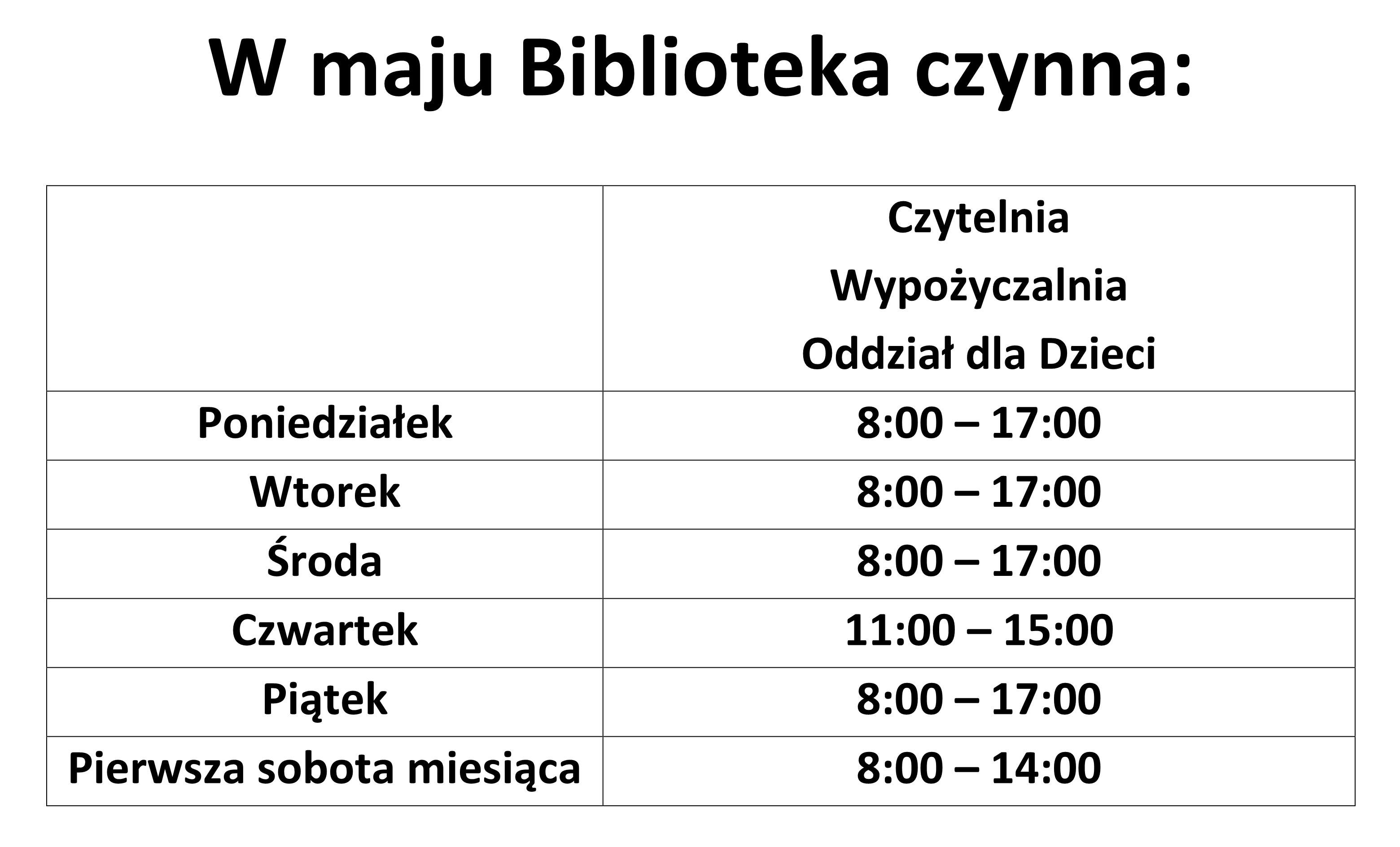Zmiana godzin pracy Biblioteki w Staszowie! (maj 2024)